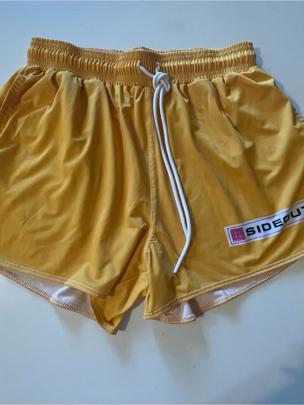 SIDEOUT Yellow Women's Athletic Shorts with Drawstring